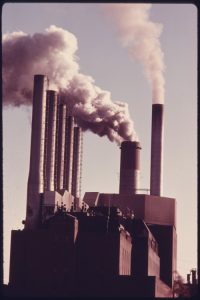 Power plant smoke stacks